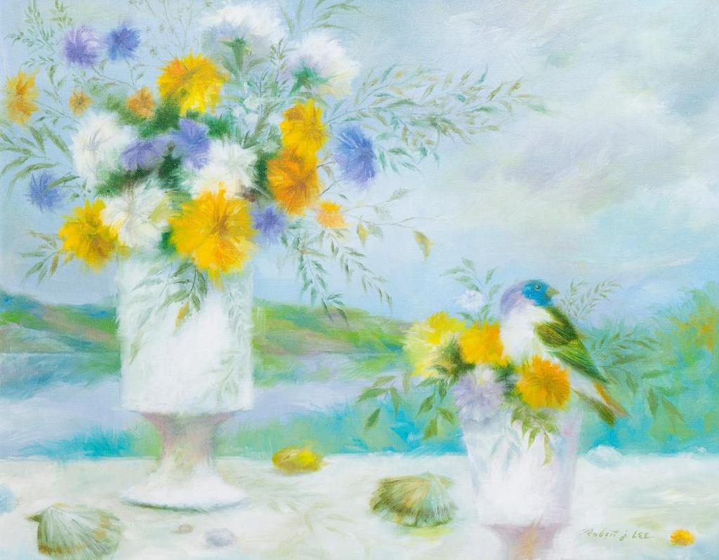 Robert J. Lee (1921-1994) - Untitled - Flowers and Bird
