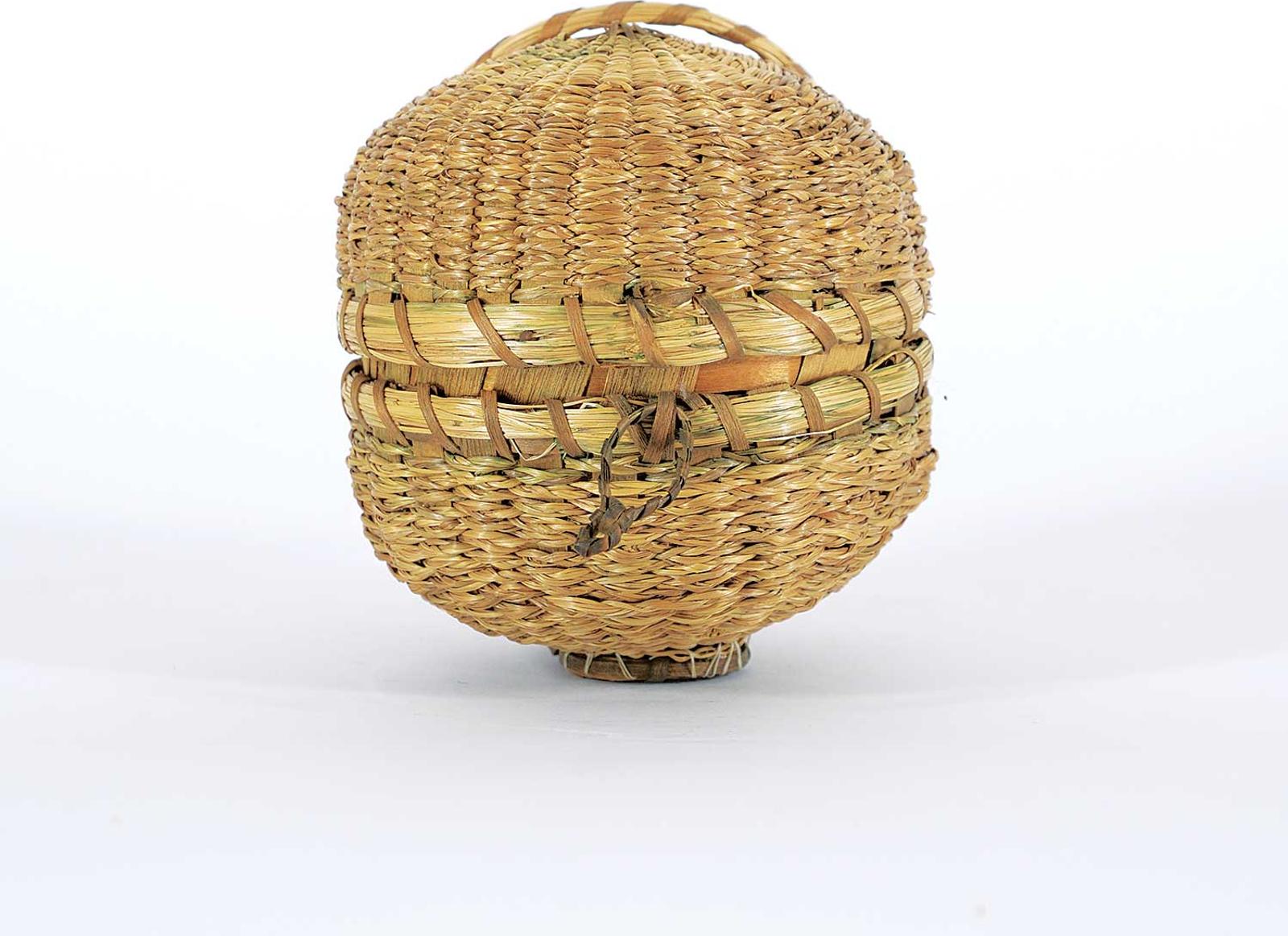 Northwest Coast First Nations School - A Globed Lidded Basket with Handle