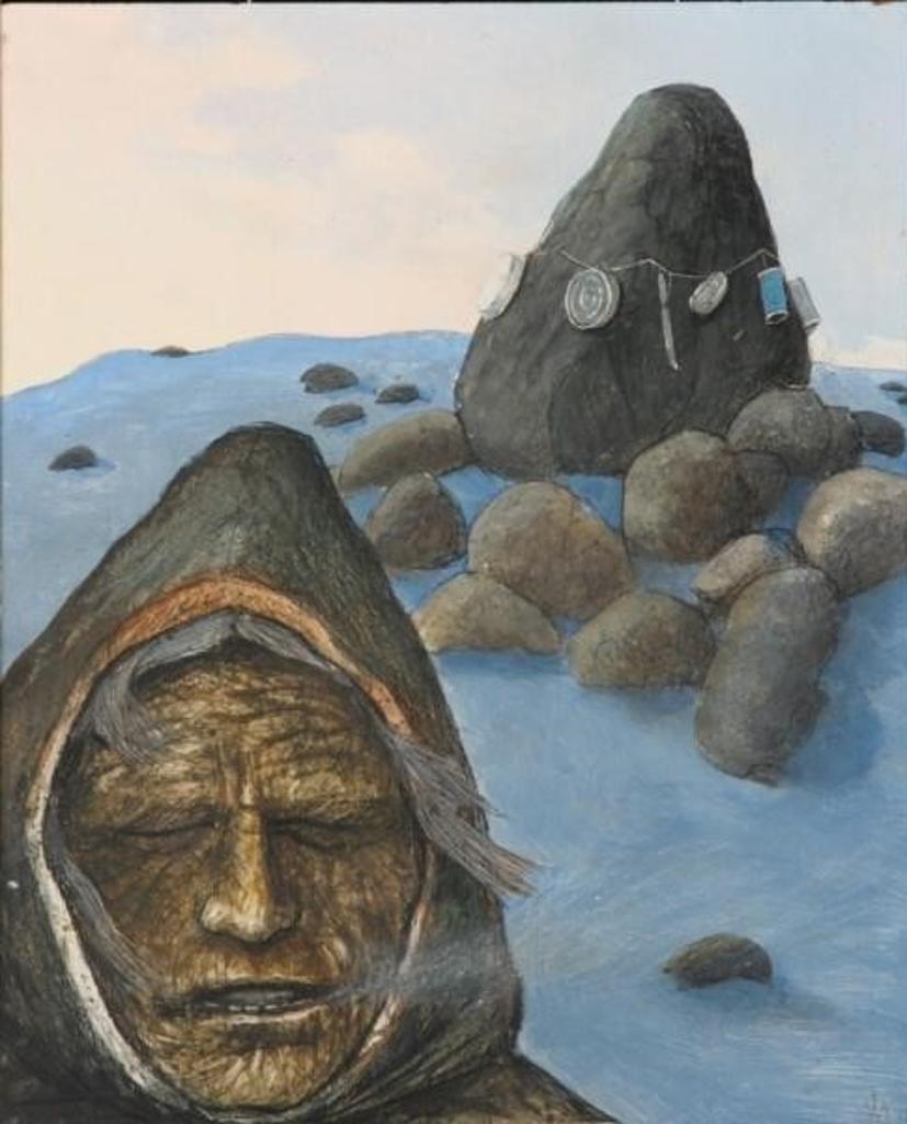 William Kurelek (1927-1977) - Shaman at a Hudson Bay Holy Stone