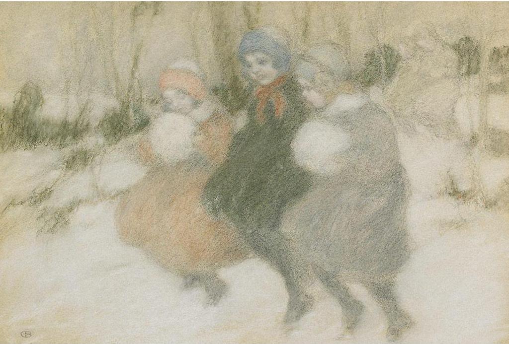 Charles-Ernest de Belle (1873-1939) - Children In The Snow