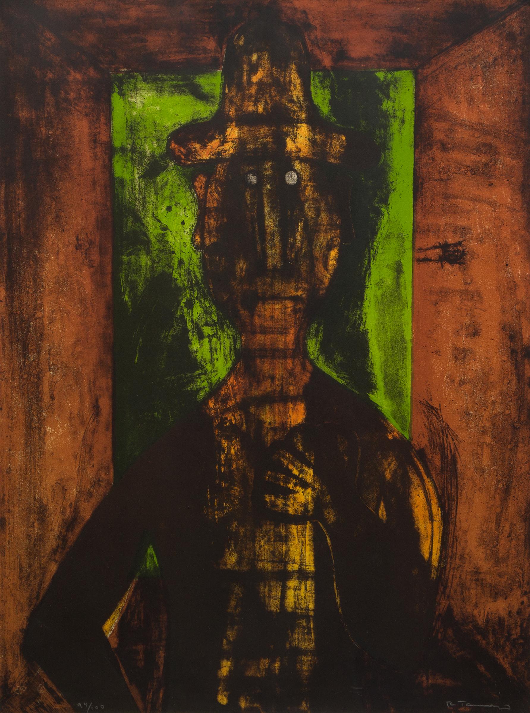 Rufino Tamayo (1899-1991) - Hombre en fondo verde, 1980