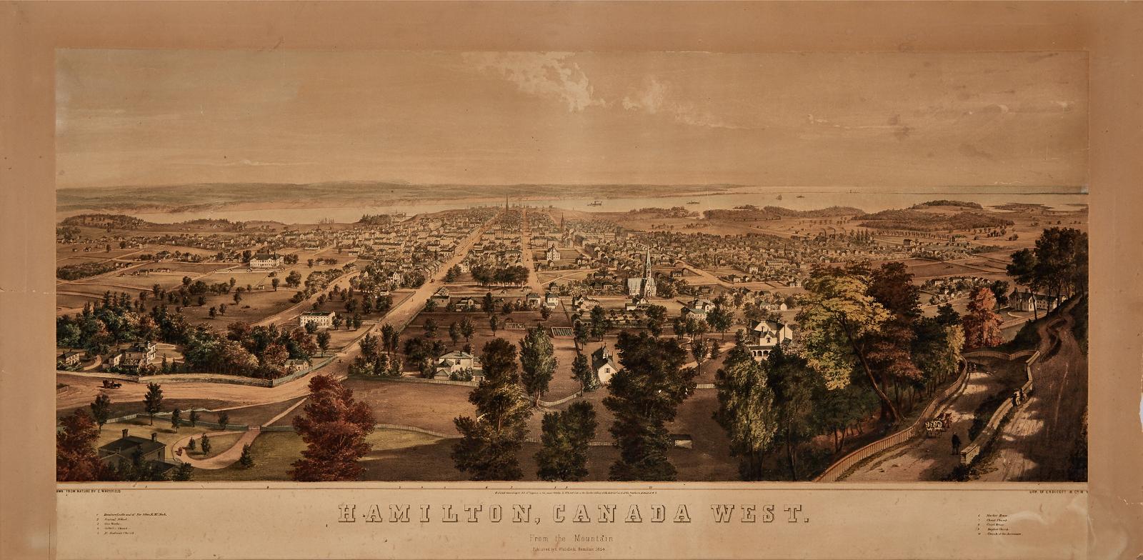 Edwin Whitefield (1816-1892) - Hamilton, Canada West, From The Moutain, 1854