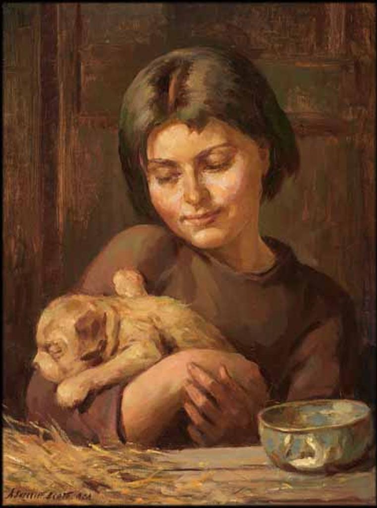 Adam Sherriff Scott (1887-1980) - Girl with a Dog