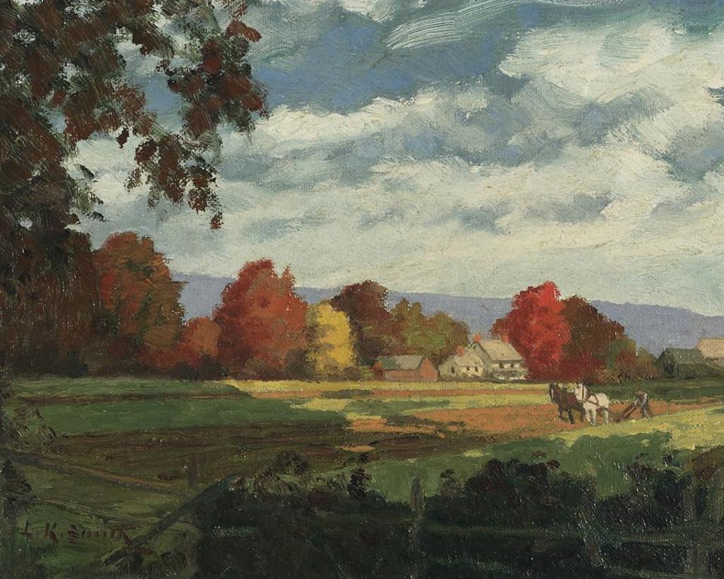 Lorne Kidd Smith (1880-1966) - Farming Scene With Plow In Autumn