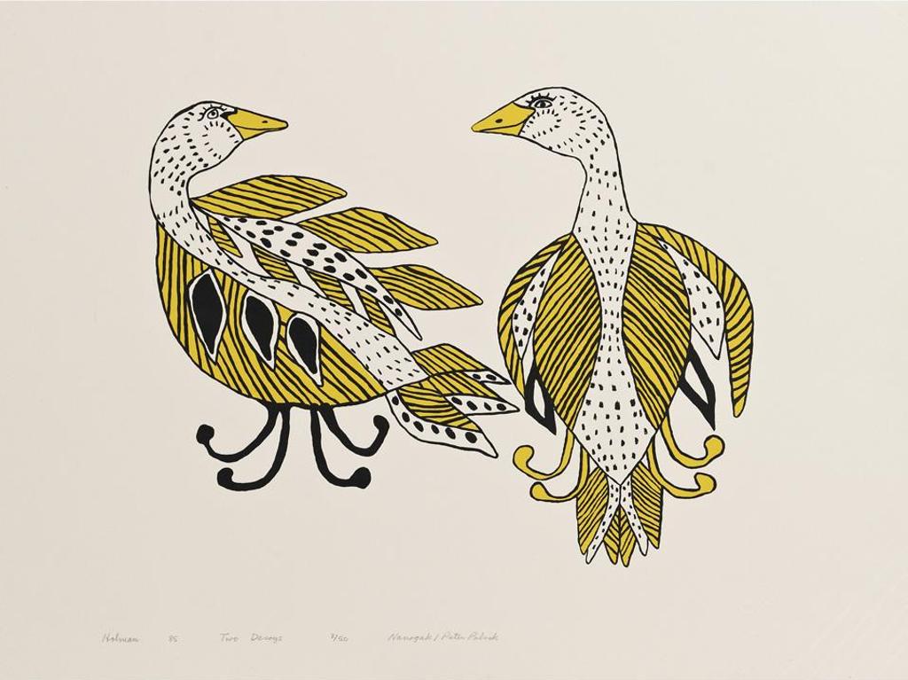 Agnes Nanogak (1925-2001) - Two Owls And Nest; Two Decoys