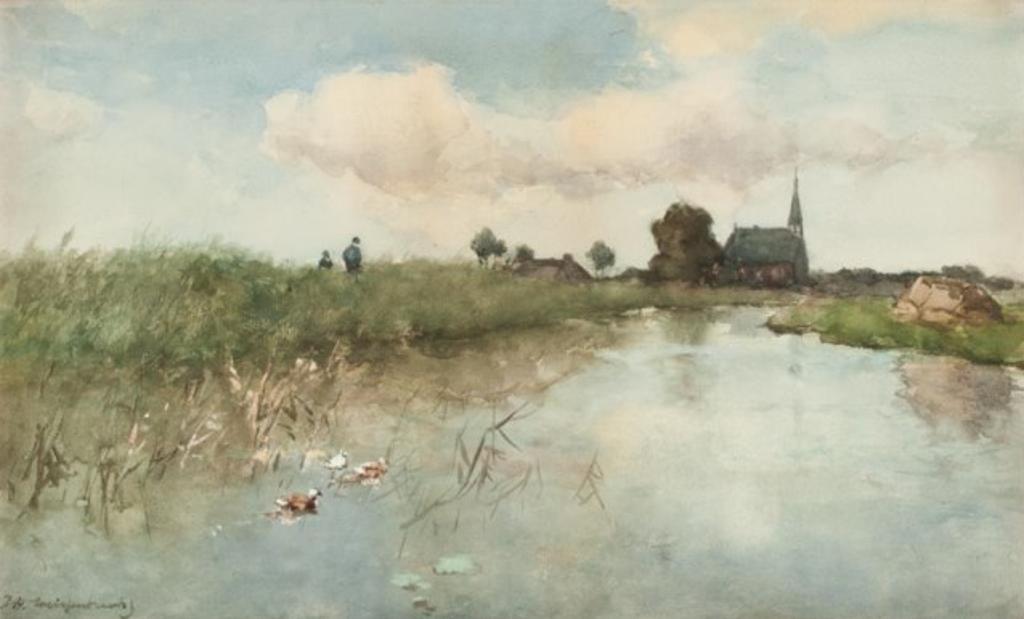 Jan (Johan) Hendrik Weissenbruch (1824-1903) - Children and Ducks by a Canal