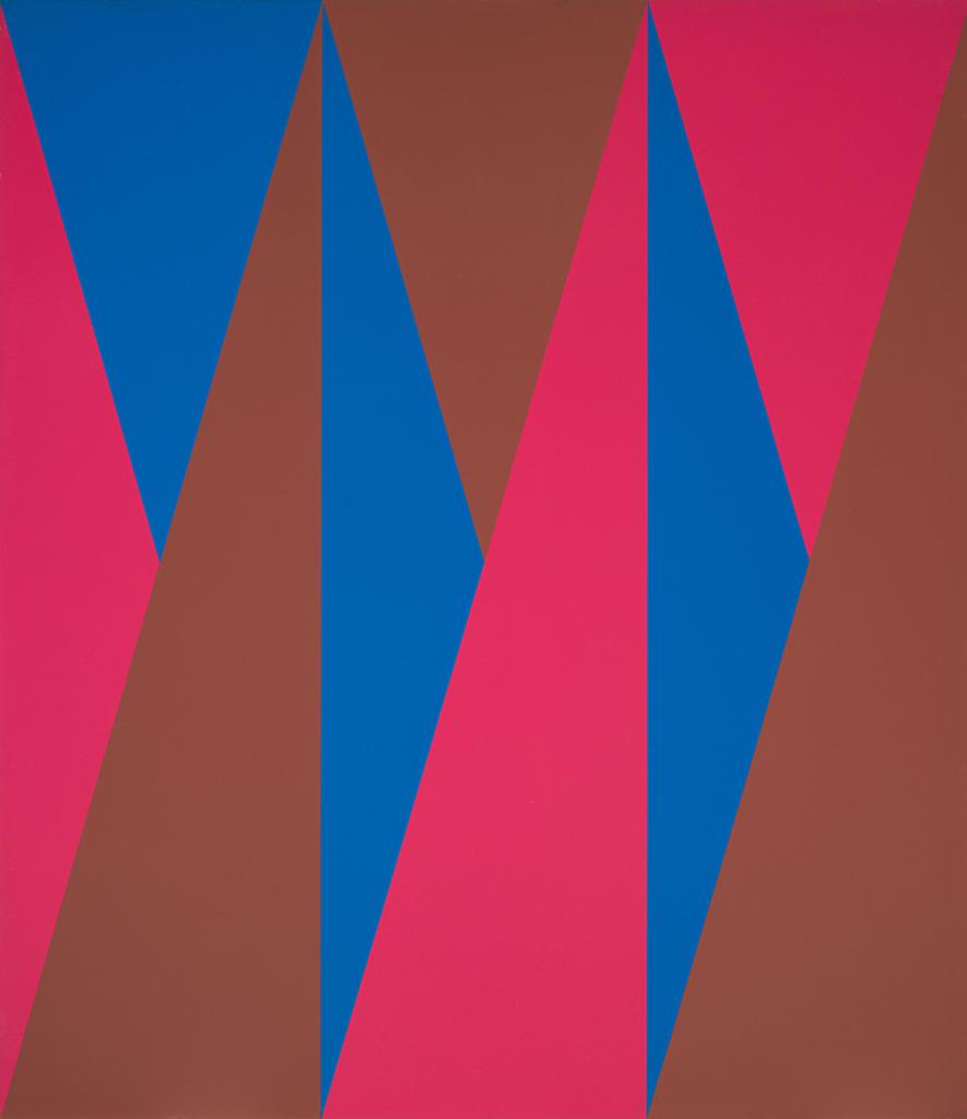 Guido Molinari (1933-2004) - Triple composition triangulaire brun, bleu, fuchsia