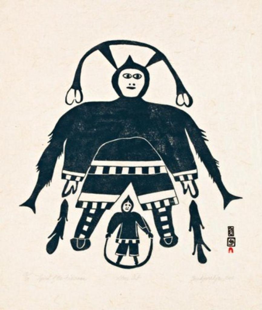 Innukjuakju Pudlat (1913-1972) - Innukjuakju was the wife of the famous Pudlo Pudlat. This image by her resembles some of her husbands drawings and prints from the mid-1960s