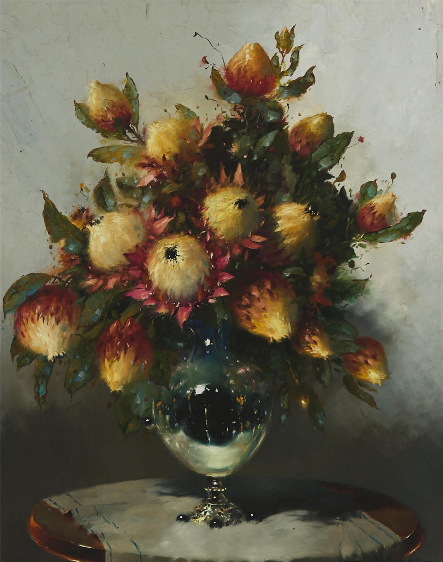 Hennie Griesel (1931-2015) - Protea Flowers In A Vase, 1980