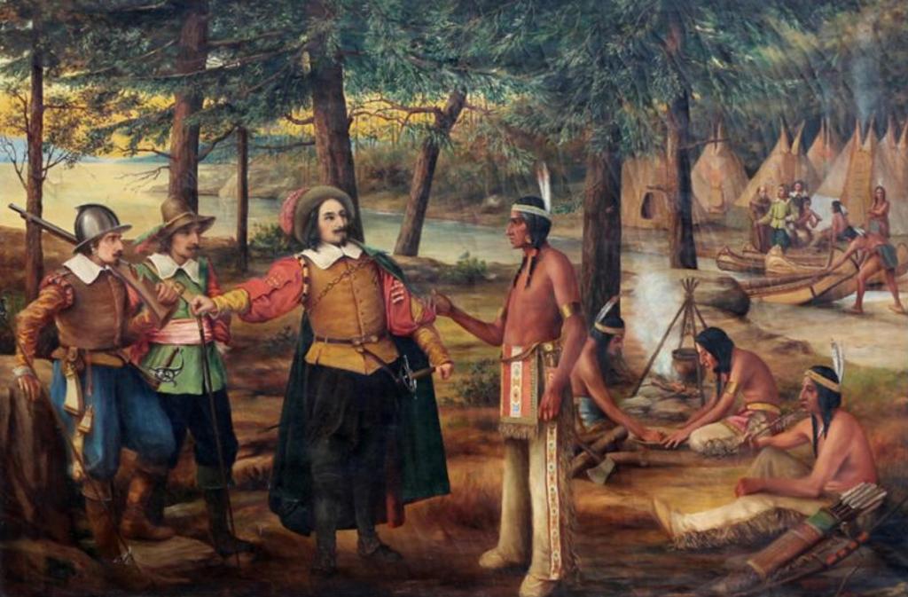 Father Henry Metzger (1877-1949) - Samuel De Champlain Meets With The Indigenous Peoples