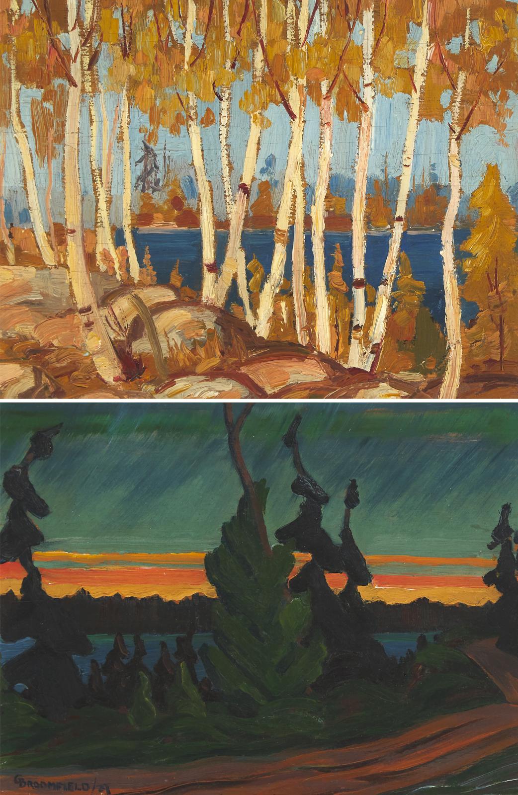 Adolphus George Broomfield (1906-1992) - Sunset; Birch Trees, 1929