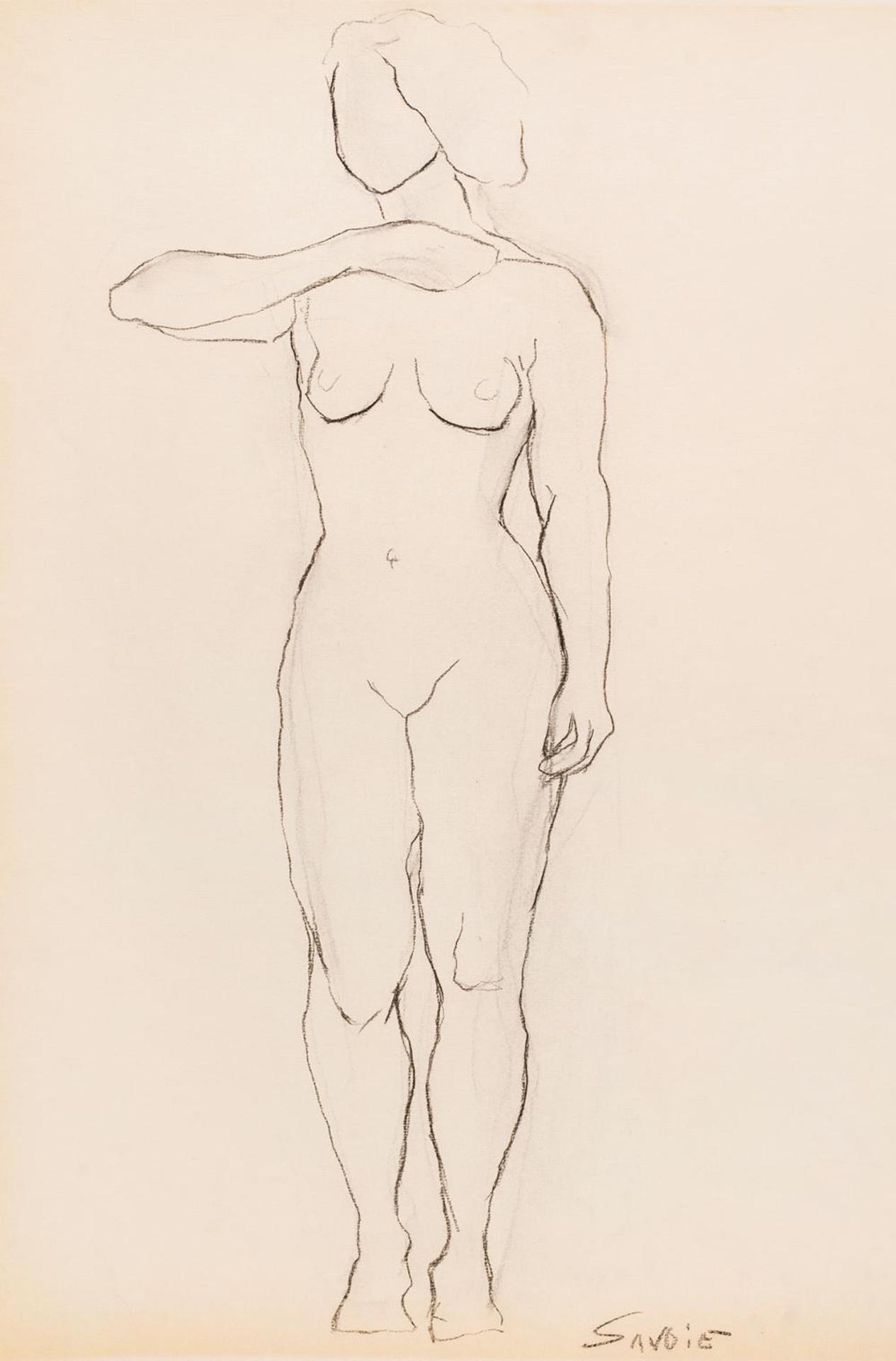 Gerald Savoie (1930) - Untitled - Study of a Female Model with Arm Raised
