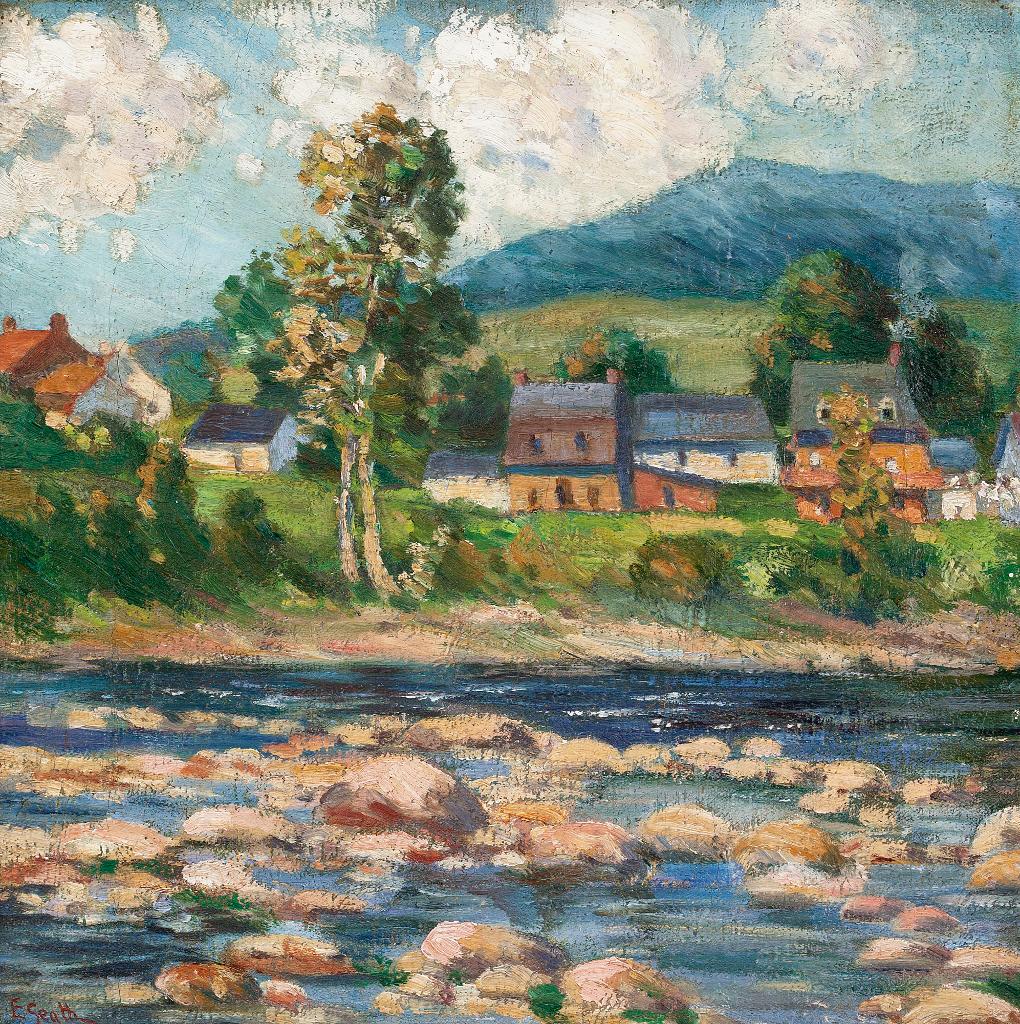 Ethel Seath (1879-1963) - A Riverside Village In Summer