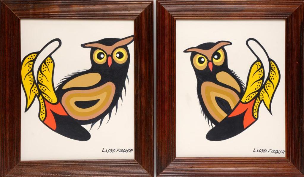 Lloyd Fiddler - Untitled - Two Owl Paintings
