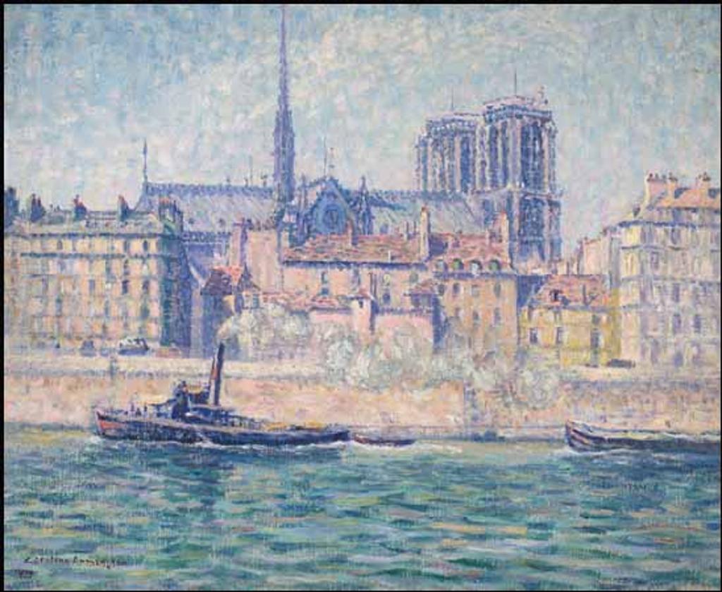 Caroline Helena Armington (1875-1939) - Les Tours de Notre Dame et le Quai aux Fleurs, Paris