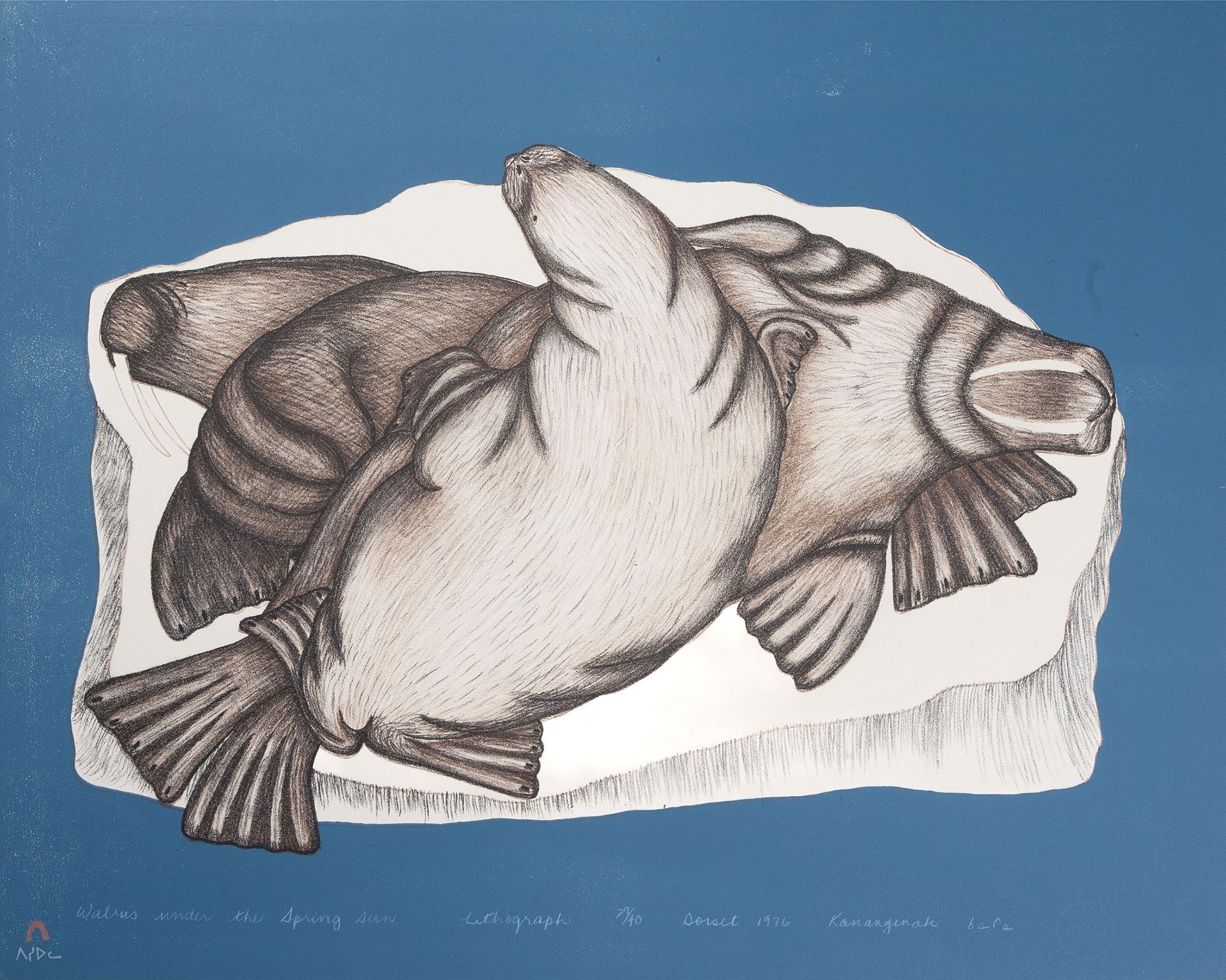 Kananginak Pootoogook (1935-2010) - Walrus Under The Spring Sun