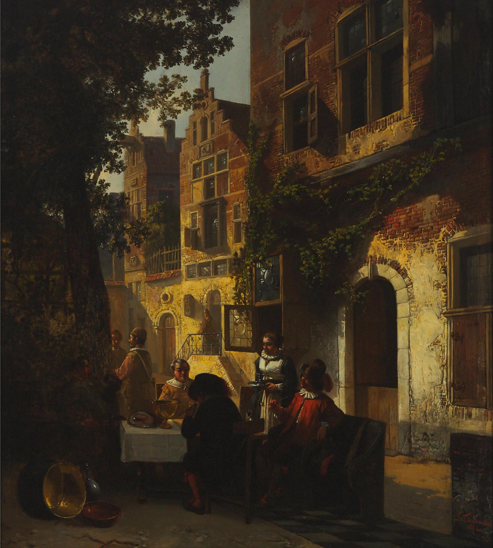 Louis Tielemans (1826-1856) - Outdoor Tavern Scene, 1853
