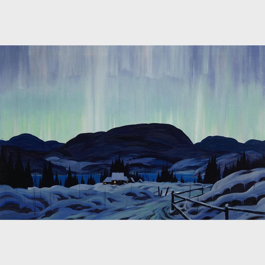 Graham Norble Norwell (1901-1967) - Northern Lights (Chalet At Dusk, Winter)