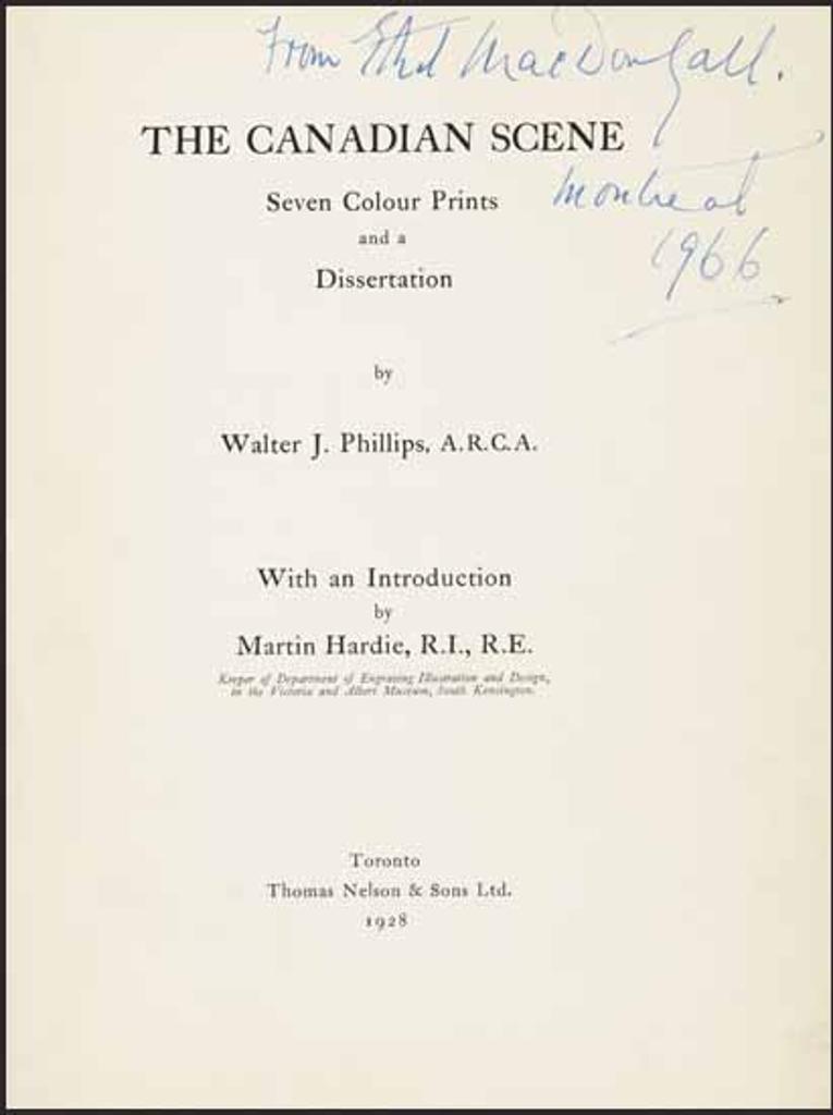 Walter Joseph (W.J.) Phillips (1884-1963) - The Canadian Scene: Seven Colour Prints and a Dissertation (Complete Portfolio)