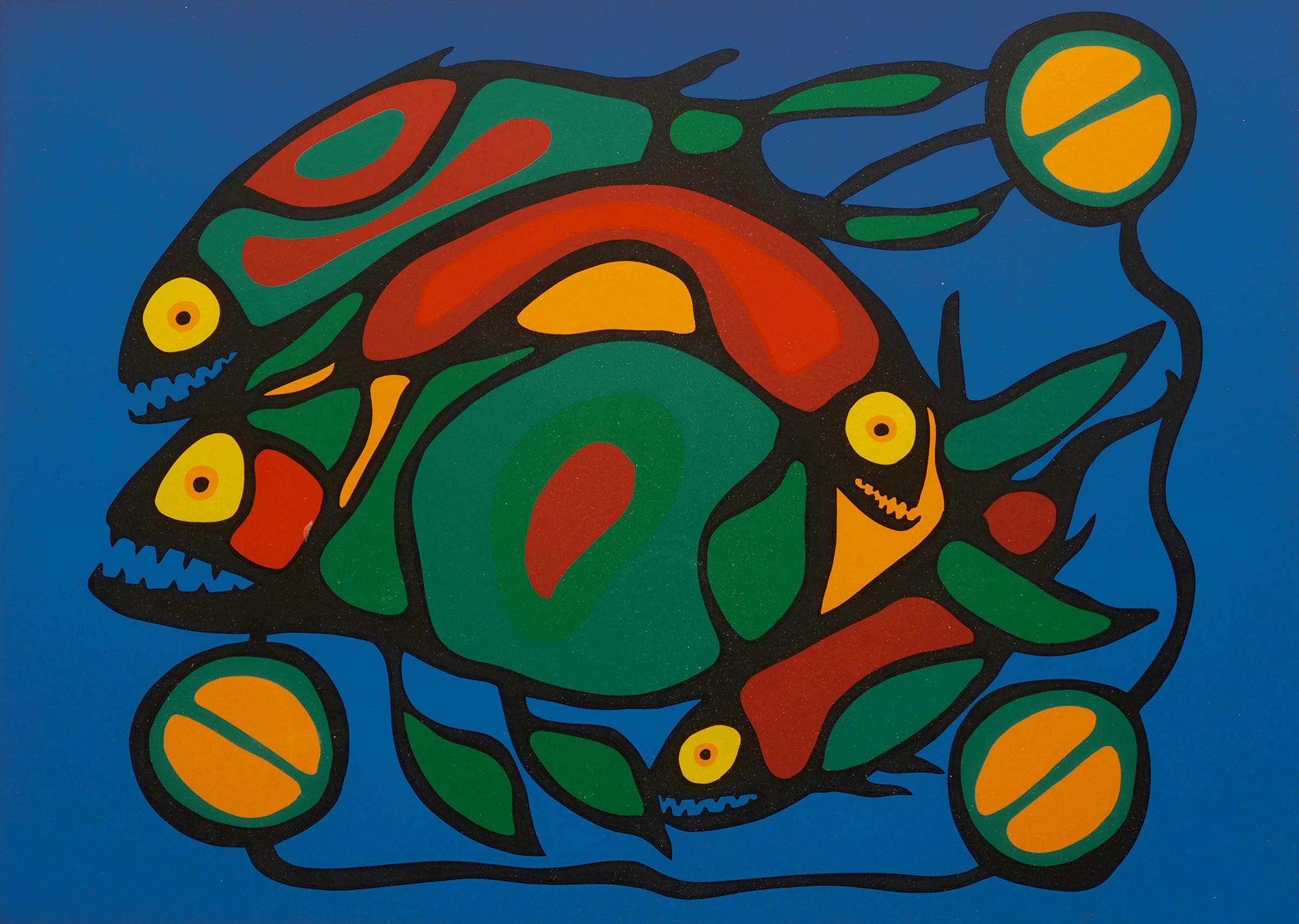 Norval H. Morrisseau (1931-2007) - Fish Unity In Cosmic Sea (from the Shaman Vision Series One)