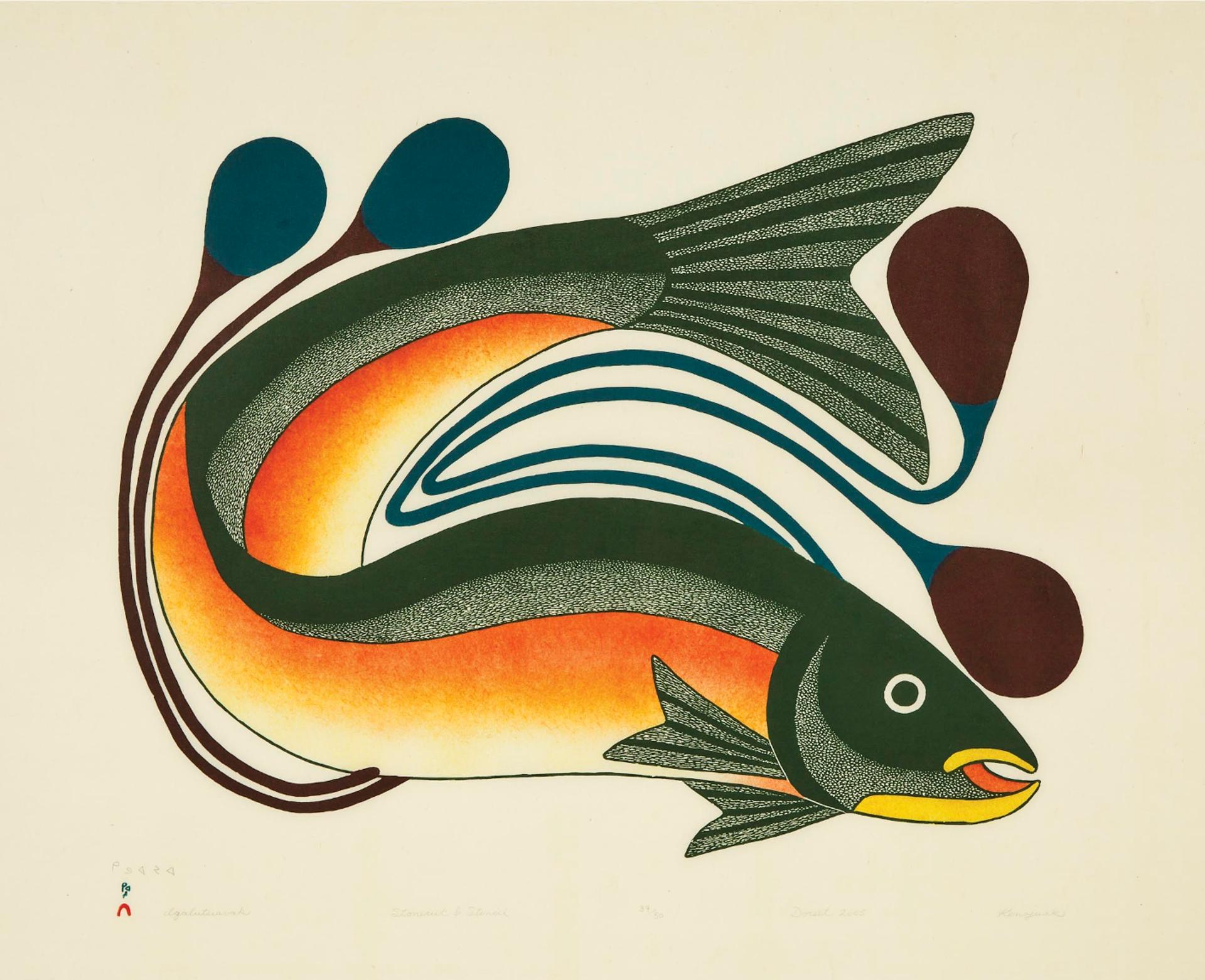 Kenojuak Ashevak (1927-2013) - Iqalutsiavak (Beautiful Fish), 2005