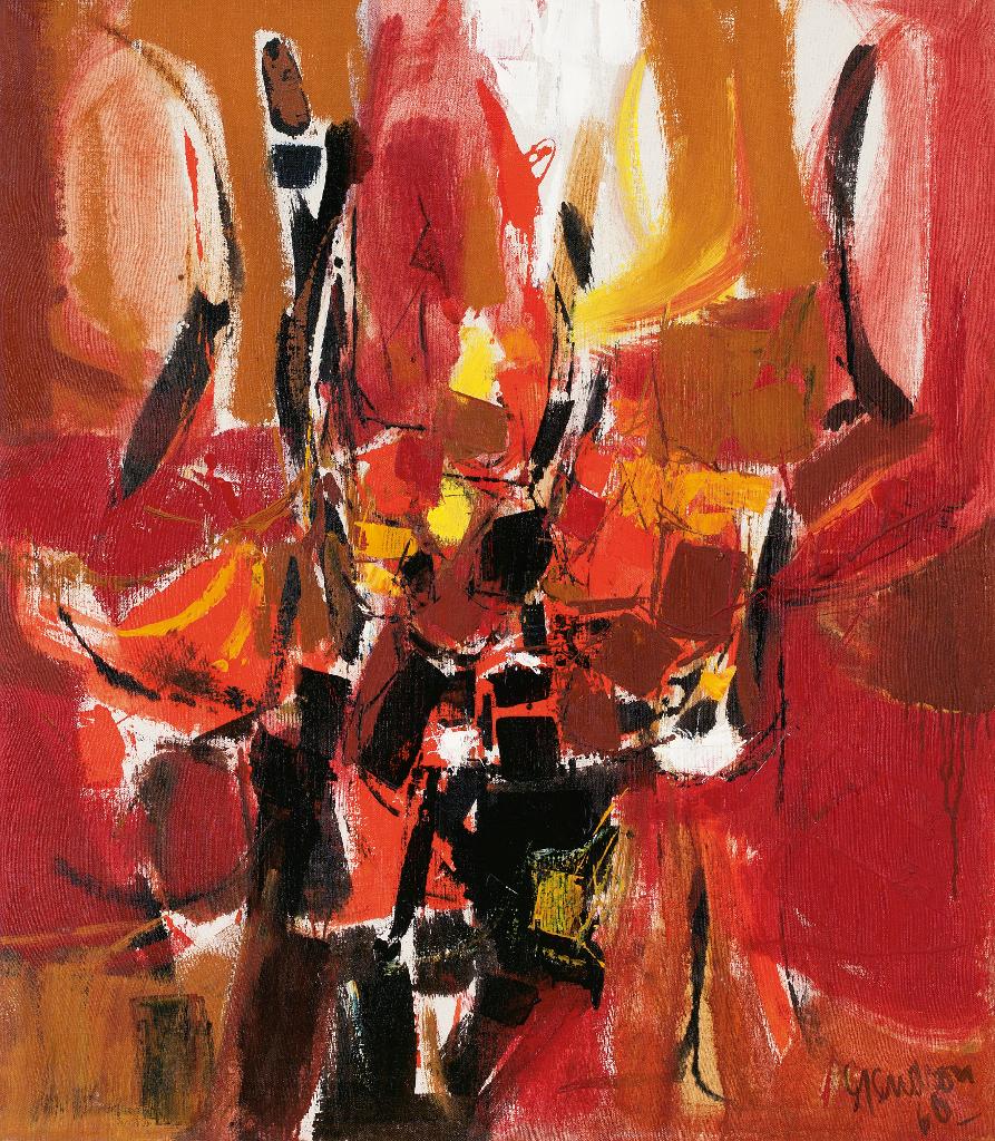 Pierre Gendron (1934) - Untitled Composition (Red Abstract)