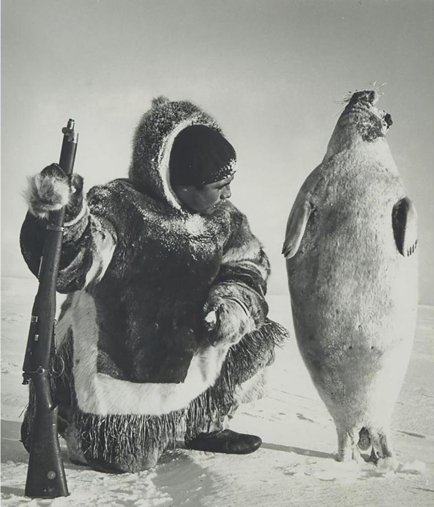 Richard Harrington (1911-2005) - Kalut With Seal He Has Shot Near Igloolik N.W.T., 1952