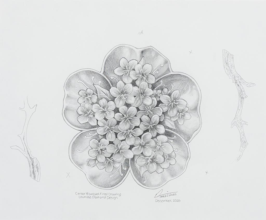 Derek C. Wicks (1969) - Concept Drawing—Centre Bouquet Final Drawing, The Ultimate Diamond Design / Étude de concept—Dessin final du bouquet central, Motif diamantaire, pièce Summum