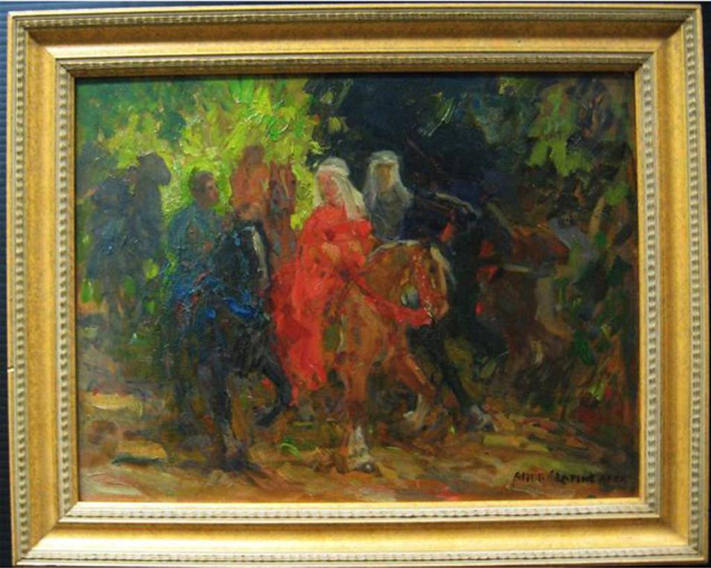 Andreas Christian Gottfried (André) Lapine (1866-1952) - The Cavalcade - Maid Marian Riding Through Sherwood Forest From Robin Hood