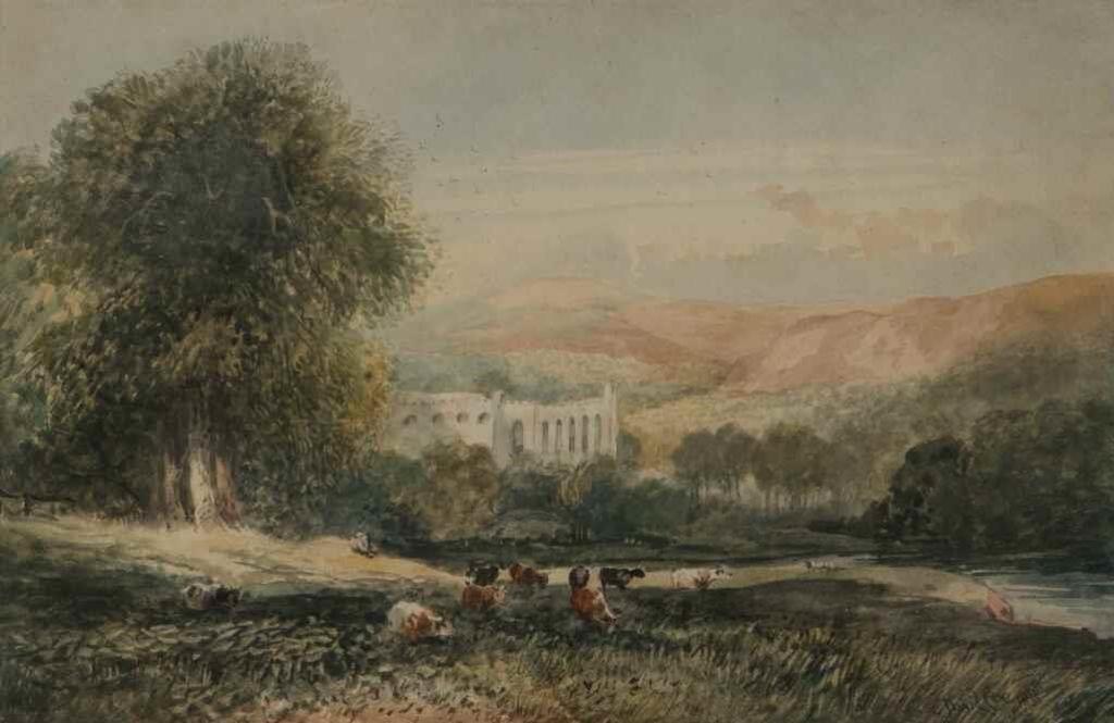 David Cox the Younger (1808-1885) - Landscape with Cattle Grazing with Distant Castle