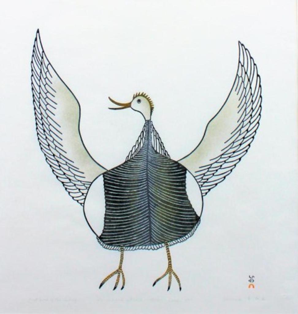 Qaunaq Mikkigak (1932-2014) - First Goose of the Spring, 1981 #8 Stonecut and stencil, 22/50, framed