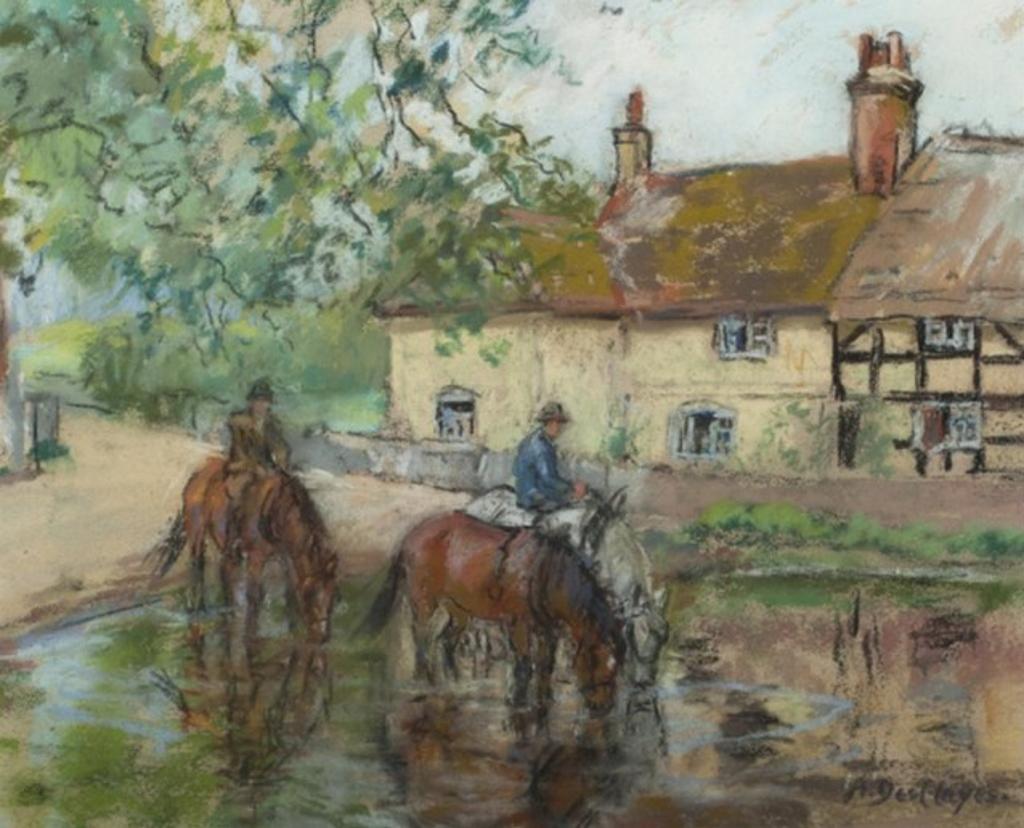 Alice Des Clayes (1891-1971) - Riders in a Country Village