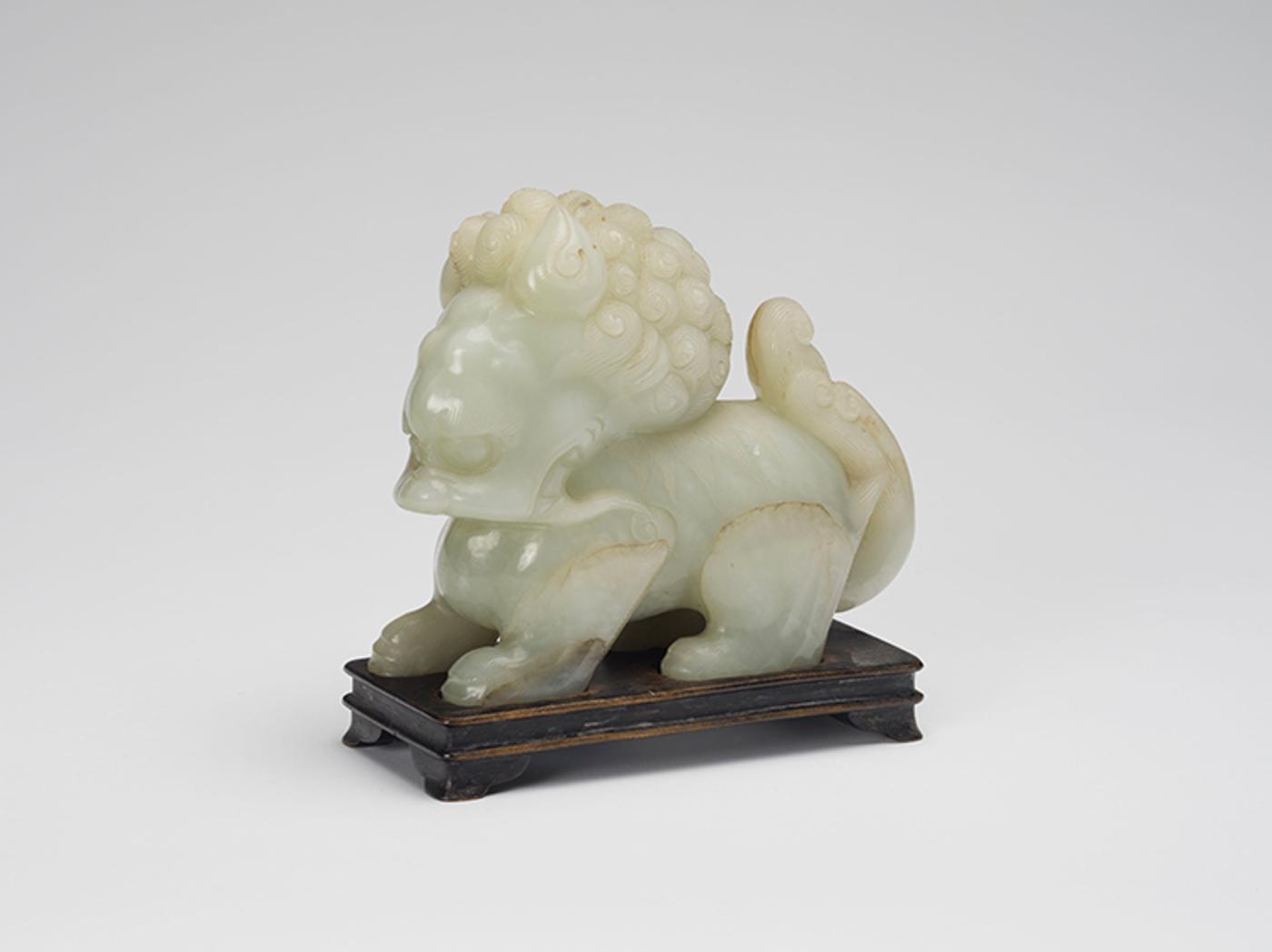 Chinese Art - A Large Chinese Pale Celadon Jade Carved Fu-Lion, 17th Century