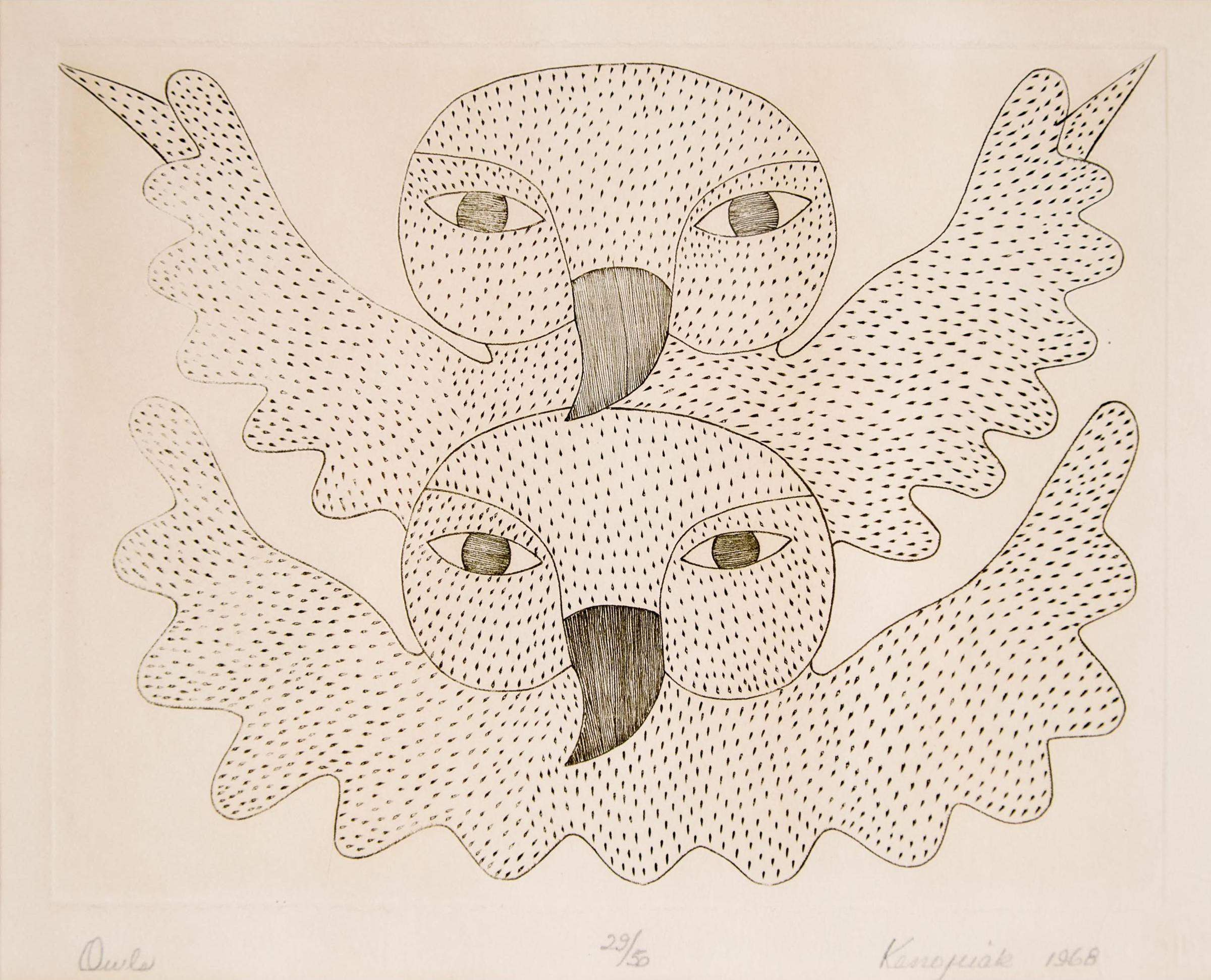 Kenojuak Ashevak (1927-2013) - OWLS, 1968