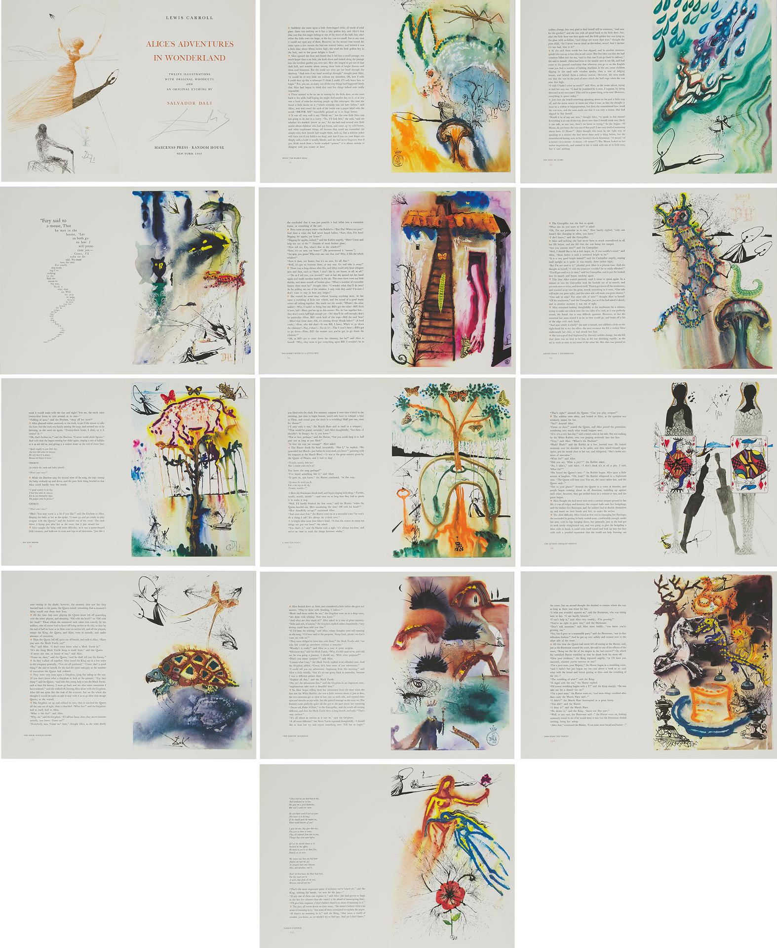 Salvador Dalí (1904-1989) - Alice's Adventures In Wonderland, Twelve Illustrations With Original Woodcuts And An Original Etching By Salvador Dali, 1969 [field 69-5]