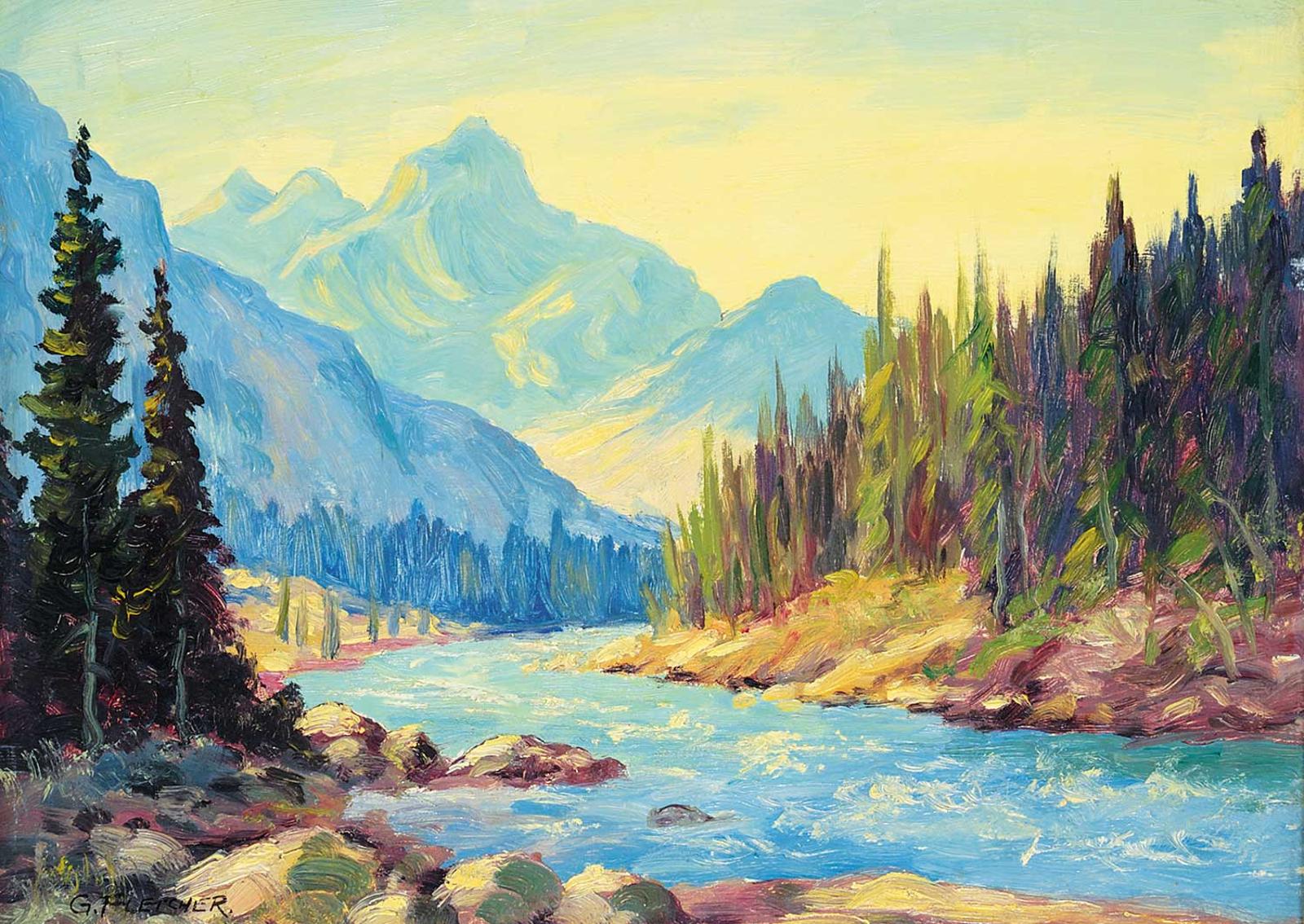 George Fletcher (1914-1987) - Untitled - River in the Rockies