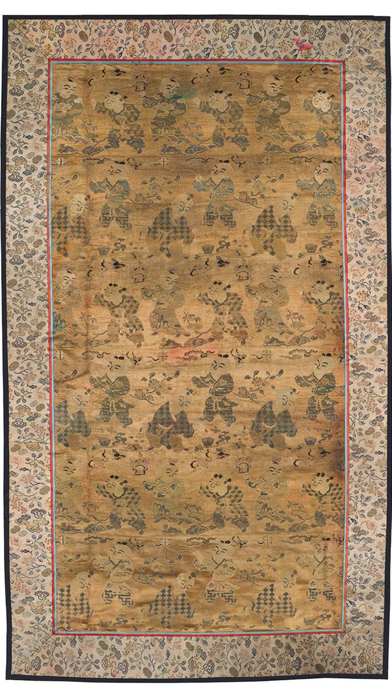 Chinese Art - A Chinese Silk 'Hundred Boys' Panel, 18th Century