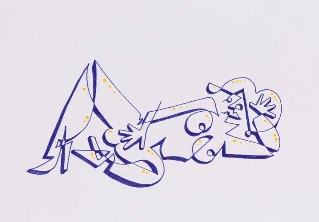 Chad Coombs (1982) - A Single Line - Blue Ink Reclining