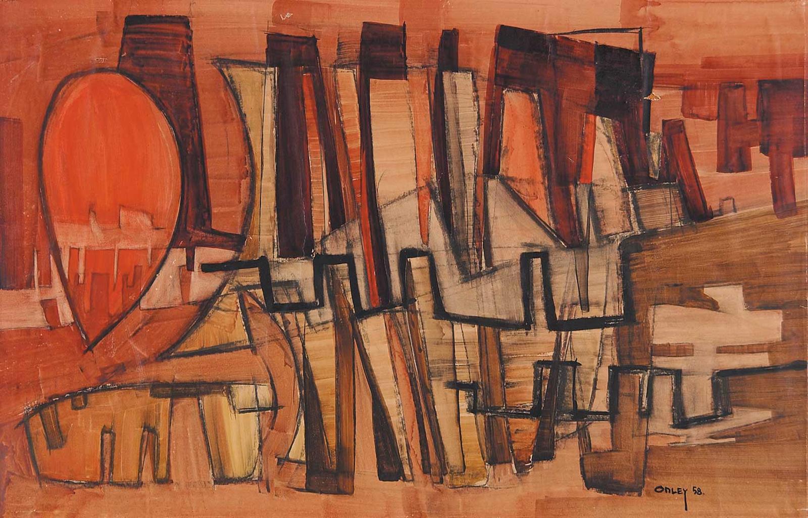 Norman Anthony (Toni) Onley (1928-2004) - Untitled - Abstract in Red and Brown