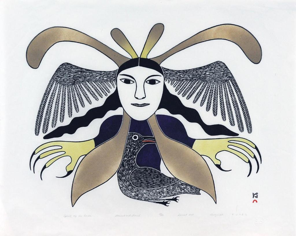 Kenojuak Ashevak (1927-2013) - Spirit Of The Raven; 1979
