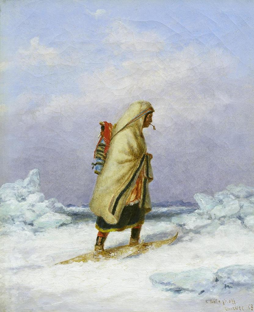 Cornelius David Krieghoff (1815-1872) - Mother And Papoose Crossing The St. Lawrence