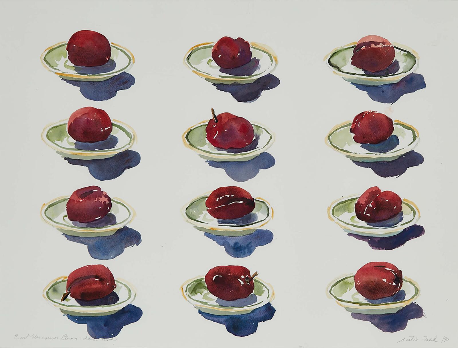 Gathie Falk (1928) - East Vancouver Plums, Dark Red, 1990