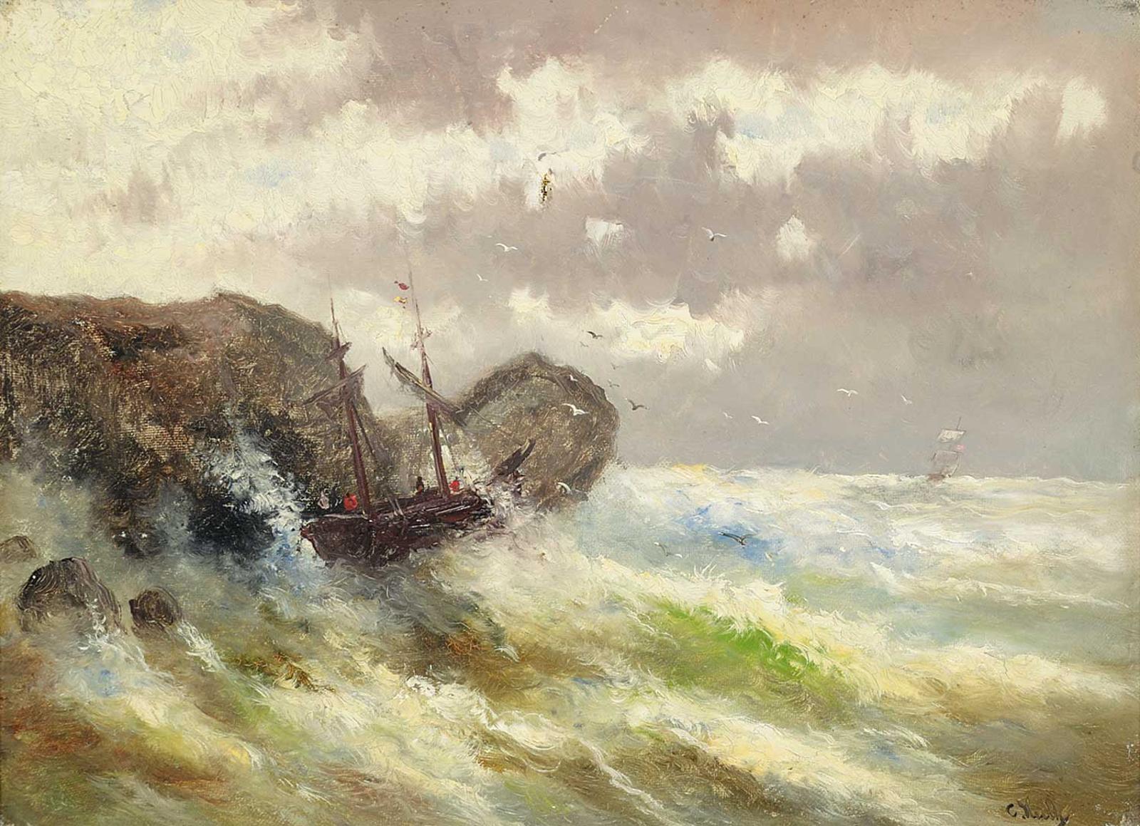 Dutch School - Untitled - Stormy Sea