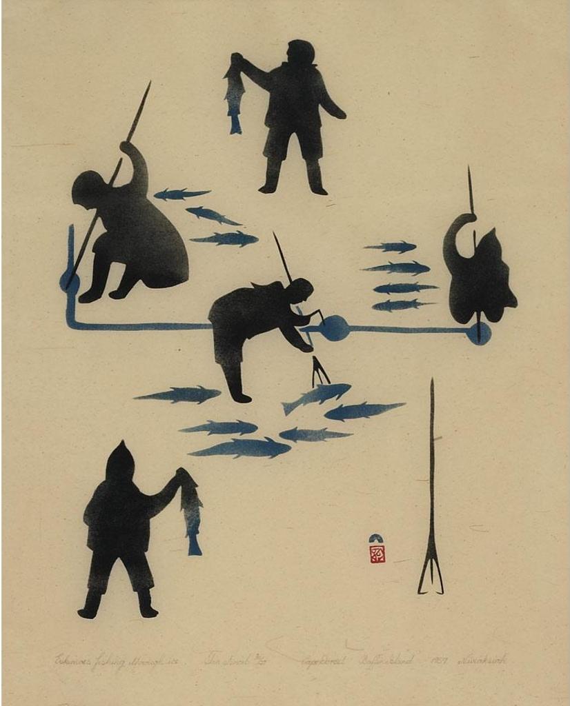 Niviaxie (1908-1959) - Eskimos Fishing Through Ice