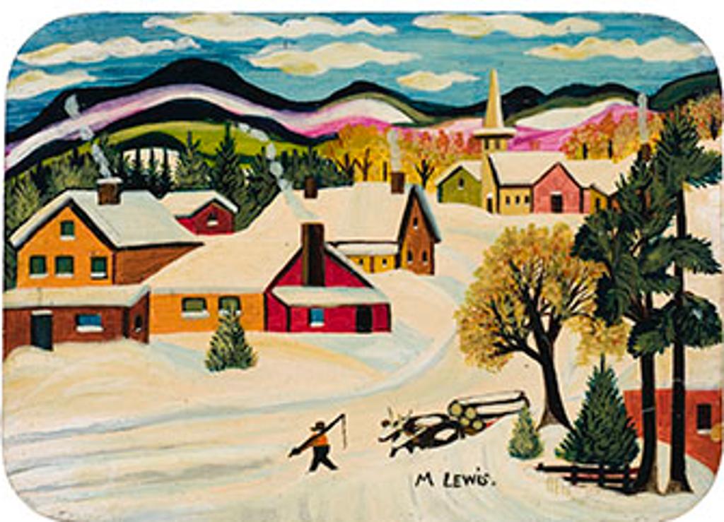 Maud Kathleen Lewis (1903-1970) - Hauling Logs in Winter