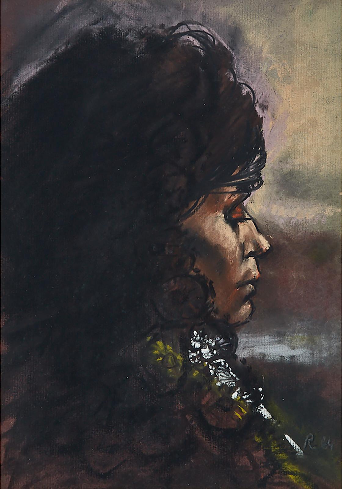 Harold Francis Riley (1934) - Portrait Of Riley's Mother In A Black Lace Shawl In A Misty Landscape, 1964; A Woman Of Salford From The Back, 1962