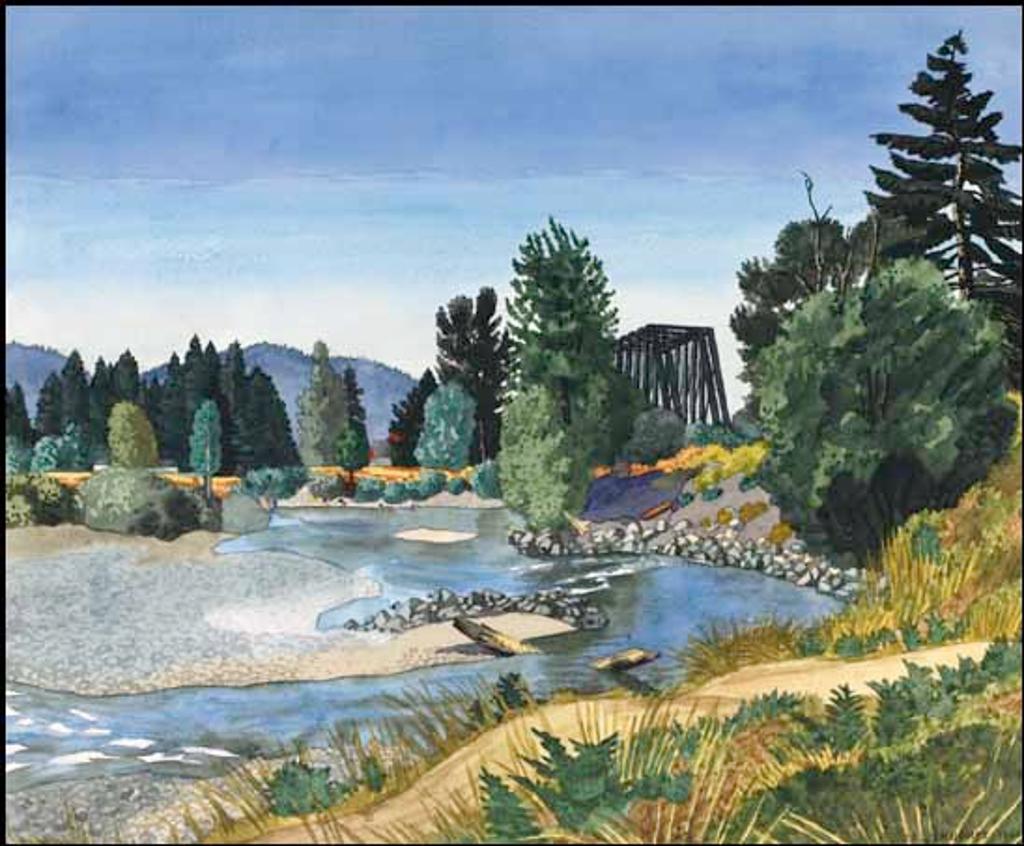 Edward John (E. J.) Hughes (1913-2007) - The Black Bridge at Duncan, BC