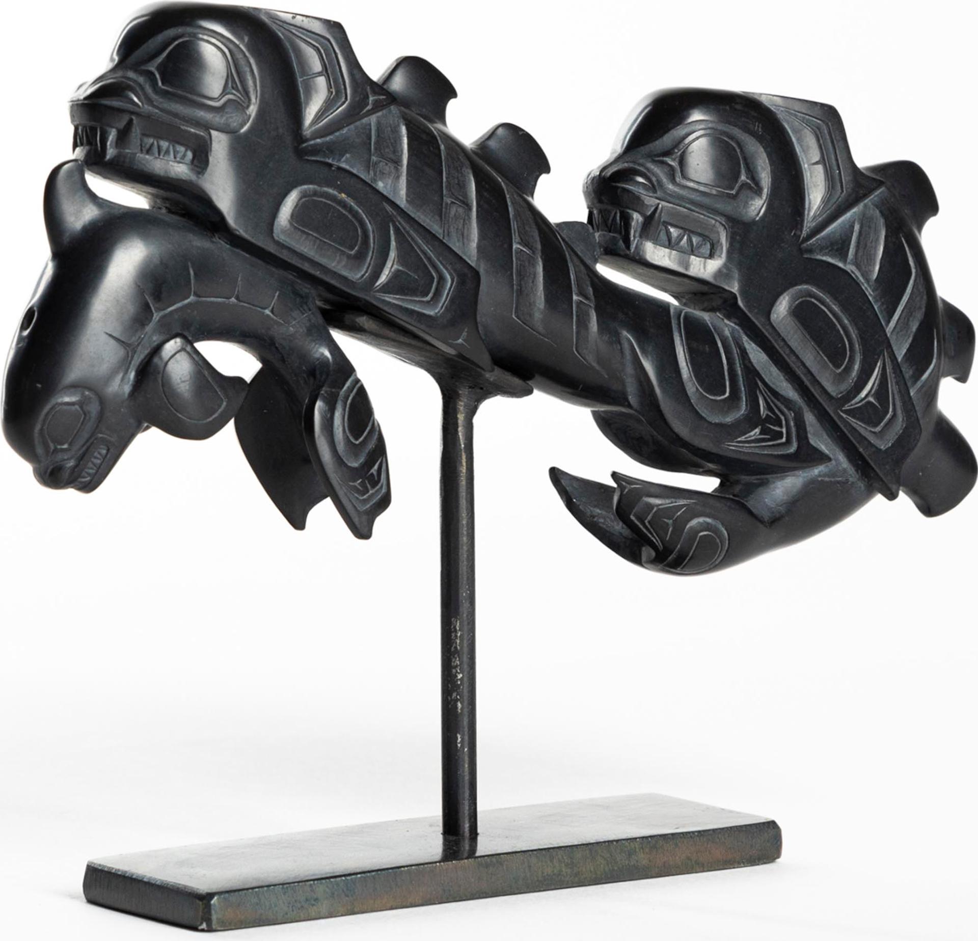 Clarence Mills - Argillite Figural Pipe, 1982