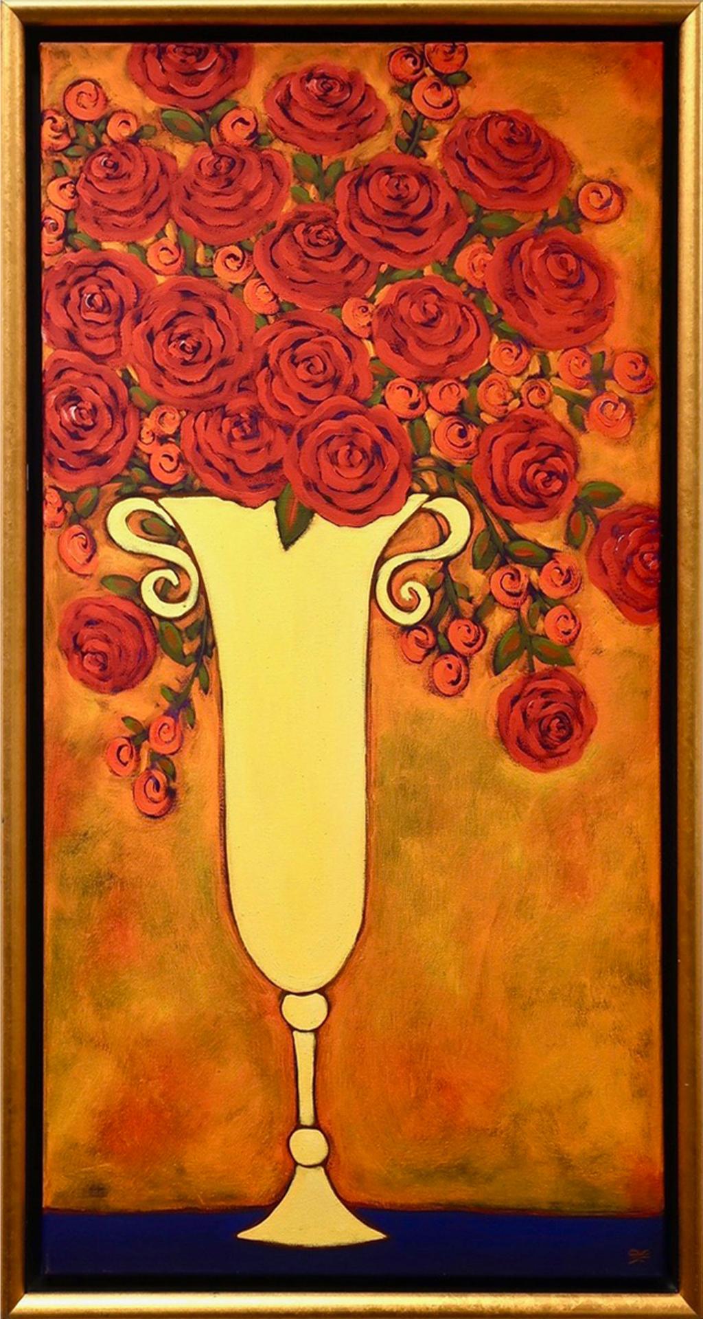 Karen Rieger (1960) - Red Roses With Ivory Vase