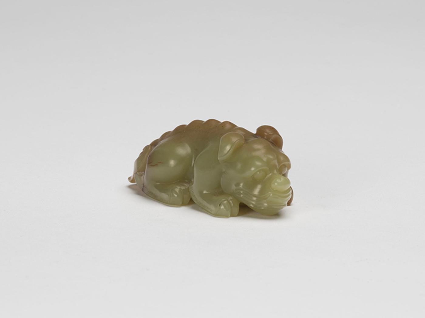 Chinese Art - A Chinese Yellow Jade Figure of a Dog, 18th/19th Century